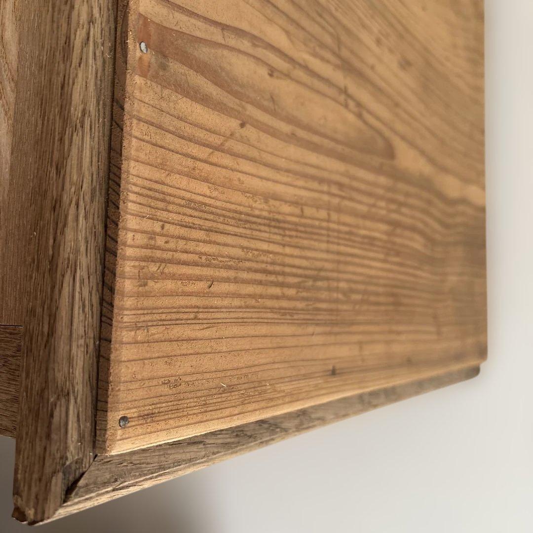 古家具　木製ガラス扉キャビネット 3段棚付き