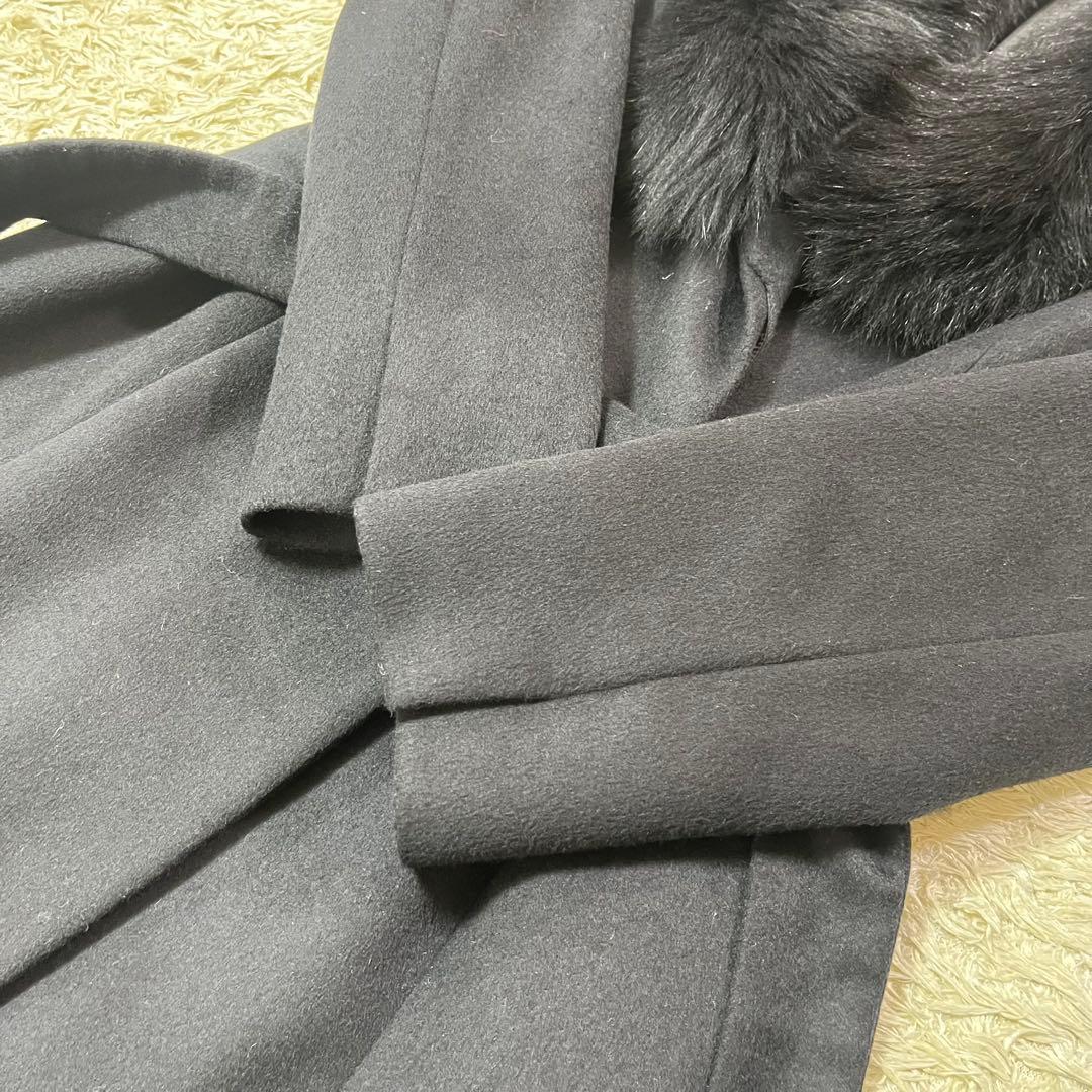 美品 Lサイズ クードシャンス　フォックスファー　チェスターコート　カシミヤ