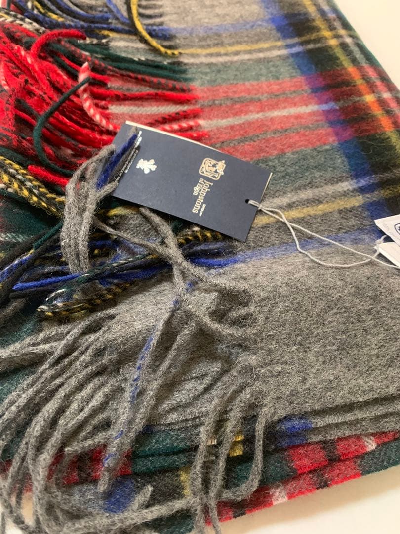 み*☆様 johnstons フリンジマフラータータンチェックストールグレースチ
