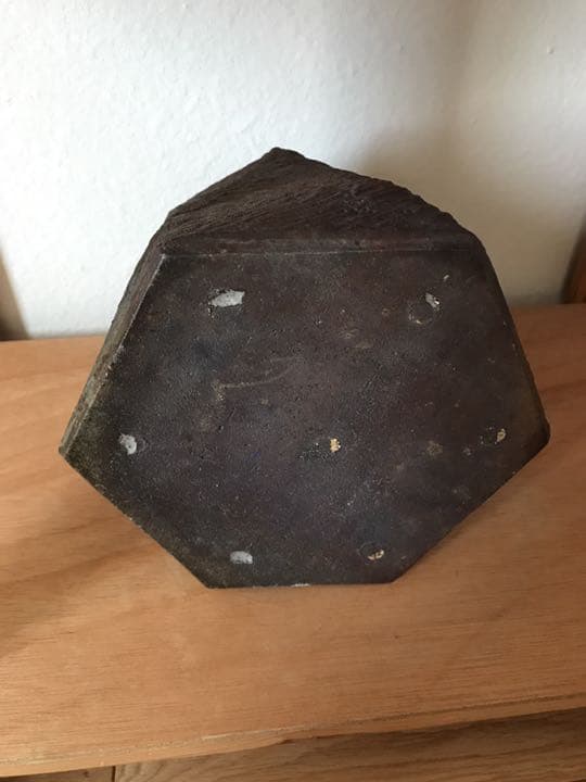 荒船焼焼き締め六角形花瓶