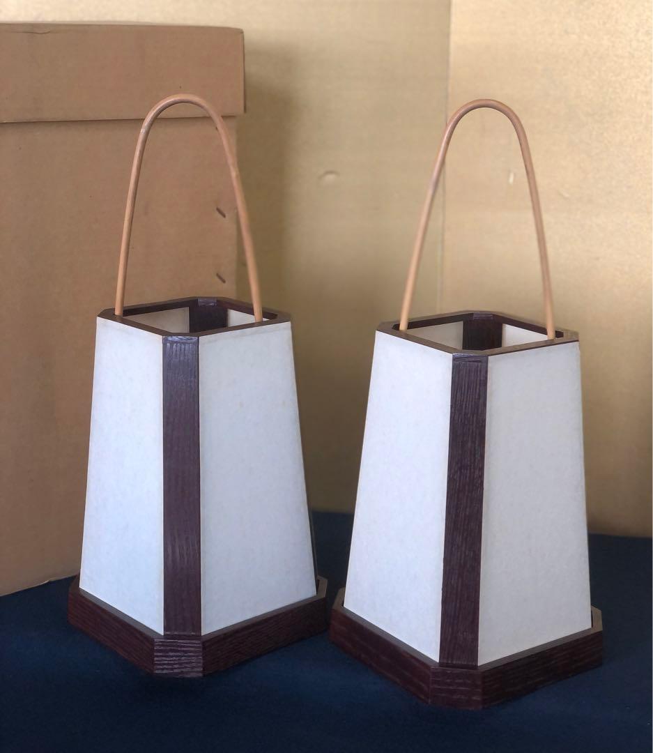 《R》茶道具 夜咄 足元行灯一対 露地行灯 照明 行燈 元箱 260120き5