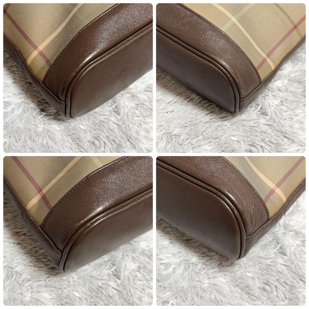 フィロ様★バーバリーズ ノバチェック ショルダーバッグ PVC×レザークロス