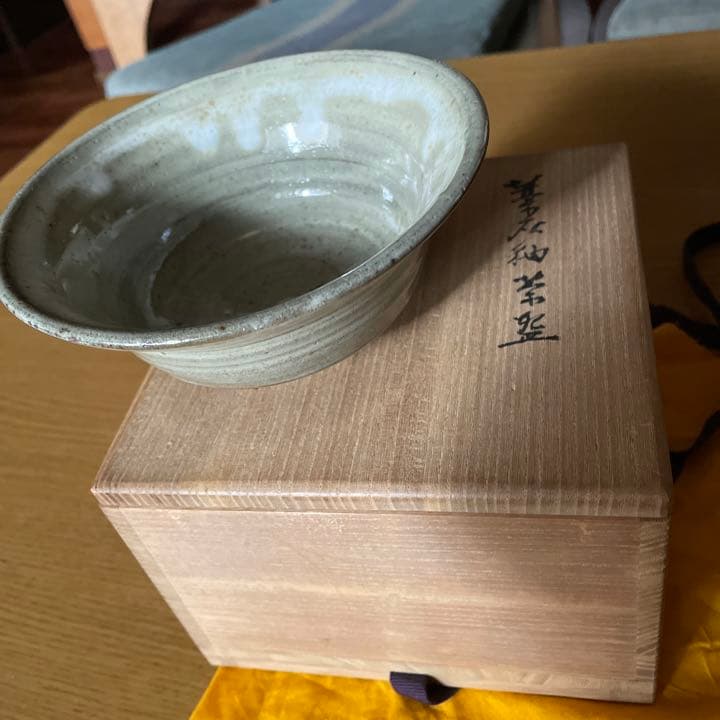 藁灰釉　抹茶大碗　茶道具　共箱
