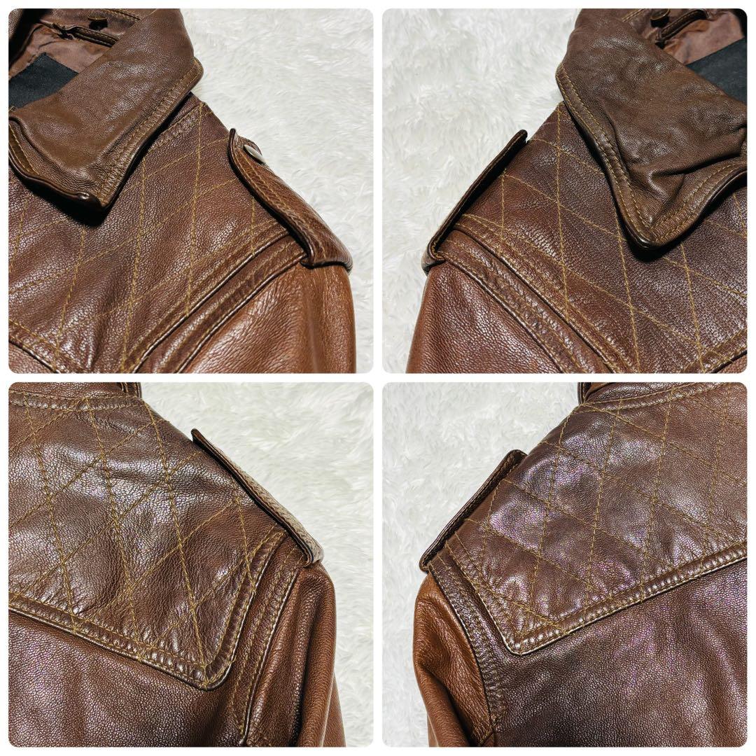希少 HALB レザージャケット ゴートレザー ファー ブラウン ライダース