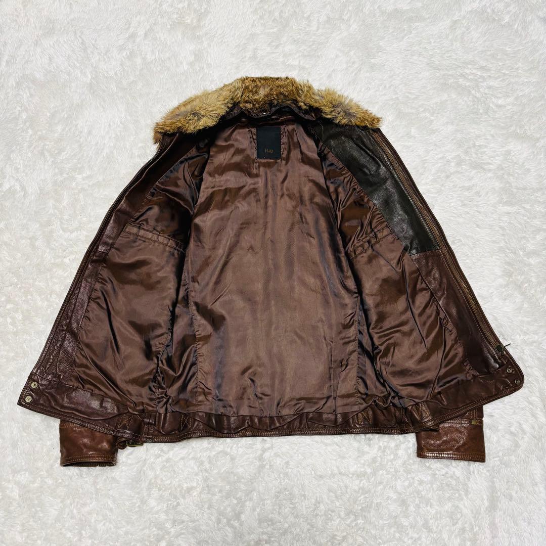 希少 HALB レザージャケット ゴートレザー ファー ブラウン ライダース