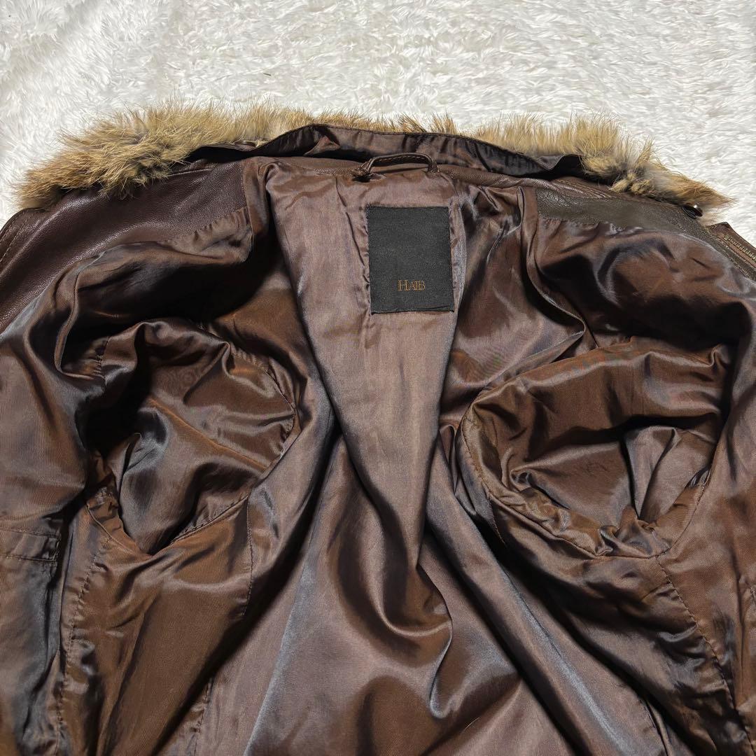 希少 HALB レザージャケット ゴートレザー ファー ブラウン ライダース