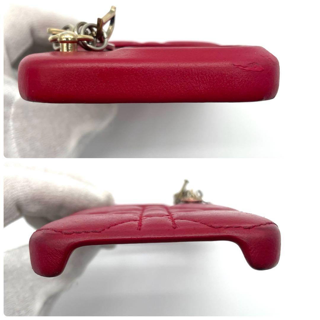 ディオール　iPhone14proケース　カナージュ　ラムスキン　ストロベリー