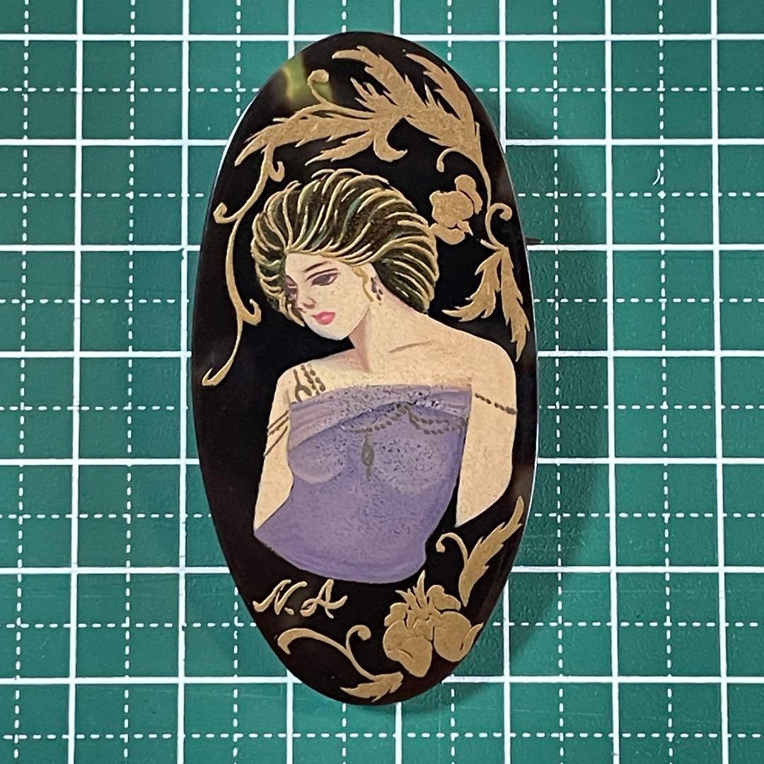 Ki様 本鼈甲 金蒔絵 オーバル型アンティークブローチ