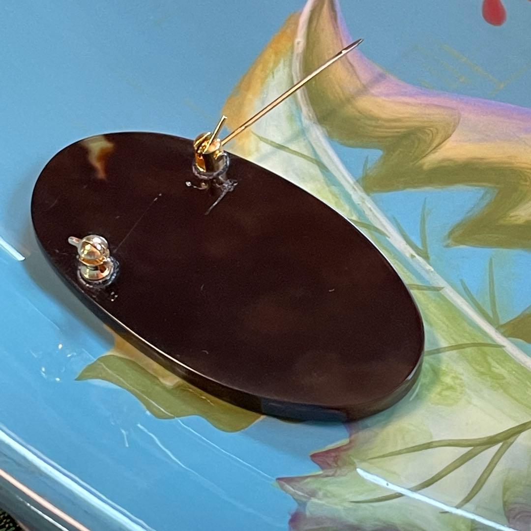 Ki様 本鼈甲 金蒔絵 オーバル型アンティークブローチ