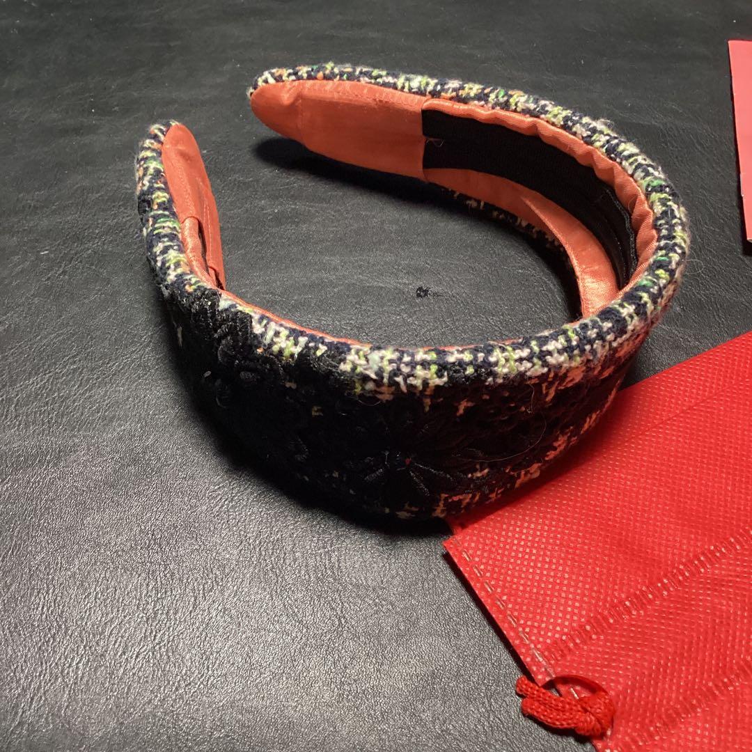 ラマジョリーナ　ブラックピンク　カチューシャ　ツイード