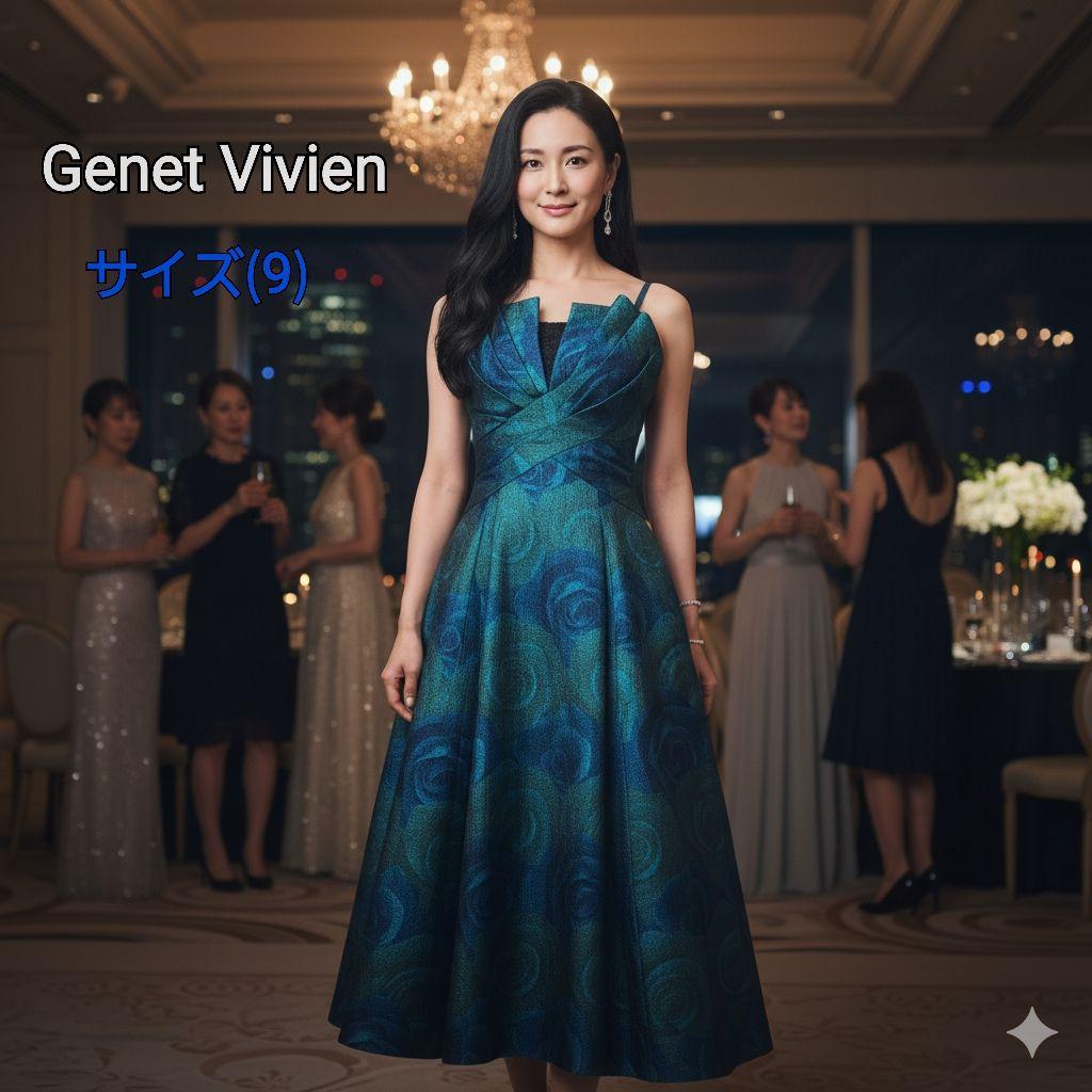 美品 Genet Vivien ローズ柄パーティードレス