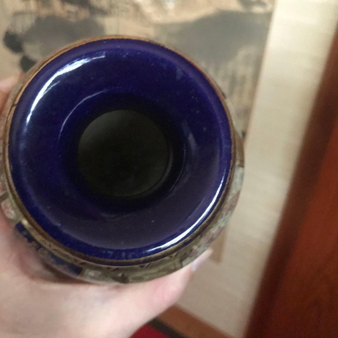 【薩摩焼・安井造】 一級品 花瓶 骨董品 美術品 約18×10cm」