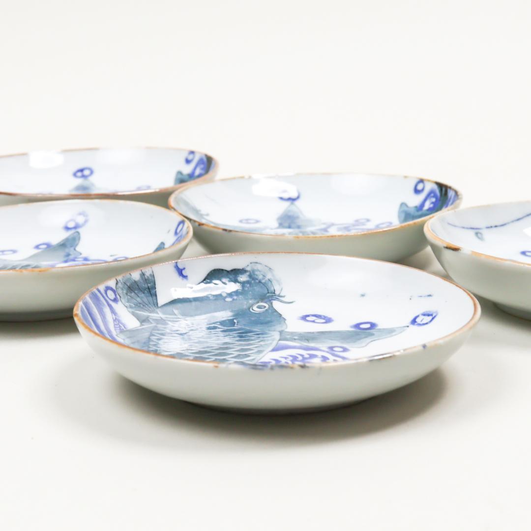 伊万里 波鯉図 皿揃い 5枚