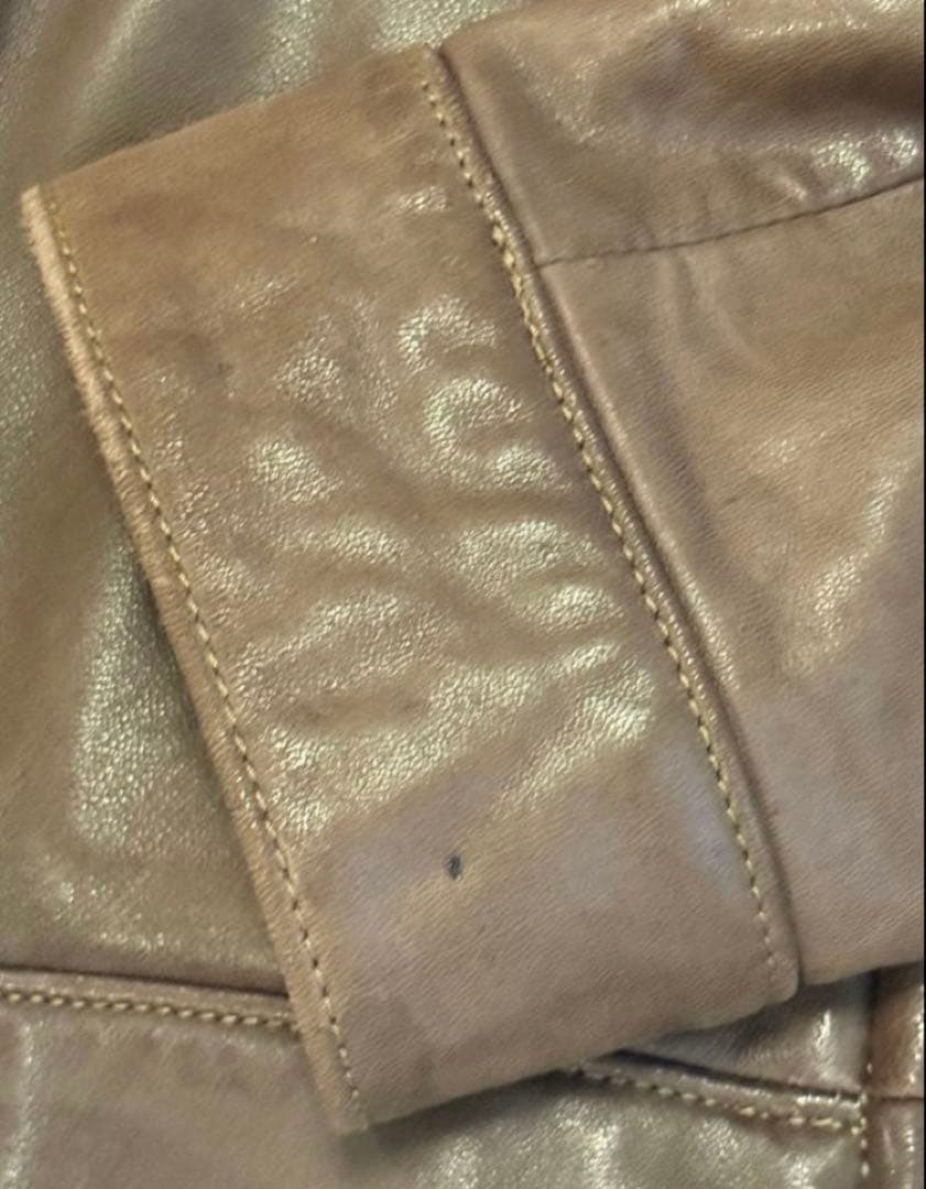 ぱ*ち様 名作 ラルフローレン レザージャケット ブラウン ラムレザー L