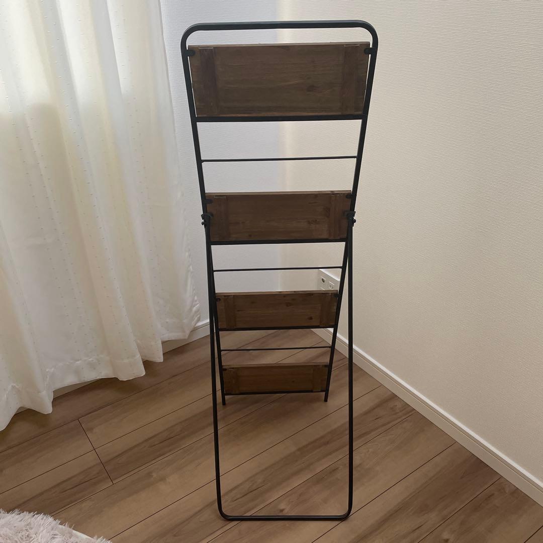 salut!サリュ　アイアンウッドマガジンスタンド　4段折りたたみ可