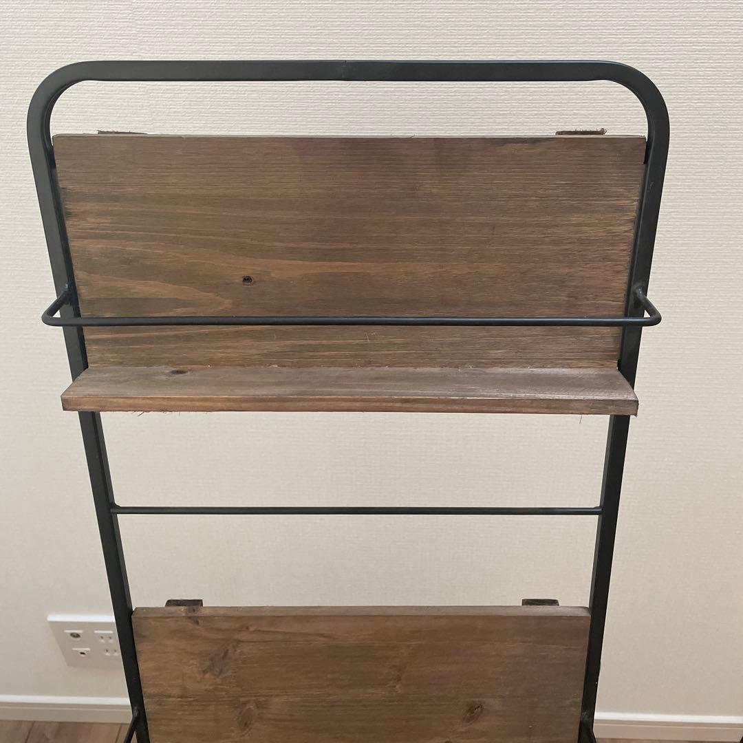 salut!サリュ　アイアンウッドマガジンスタンド　4段折りたたみ可