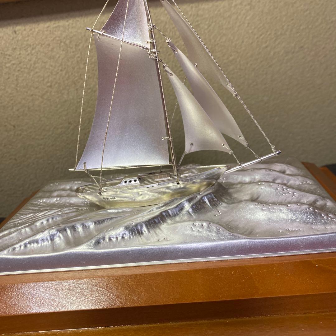 銀製　ヨット置物25cm24.5cm
