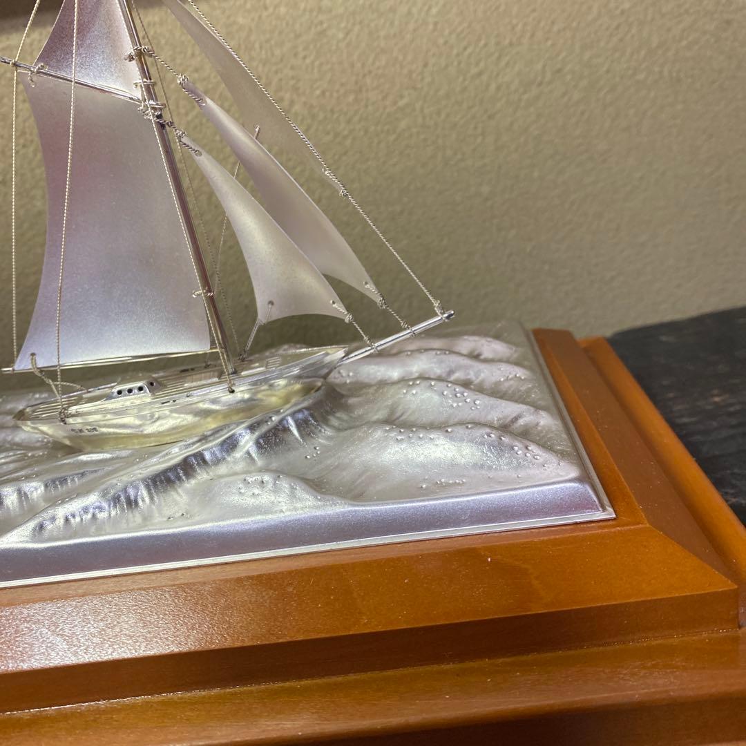 銀製　ヨット置物25cm24.5cm