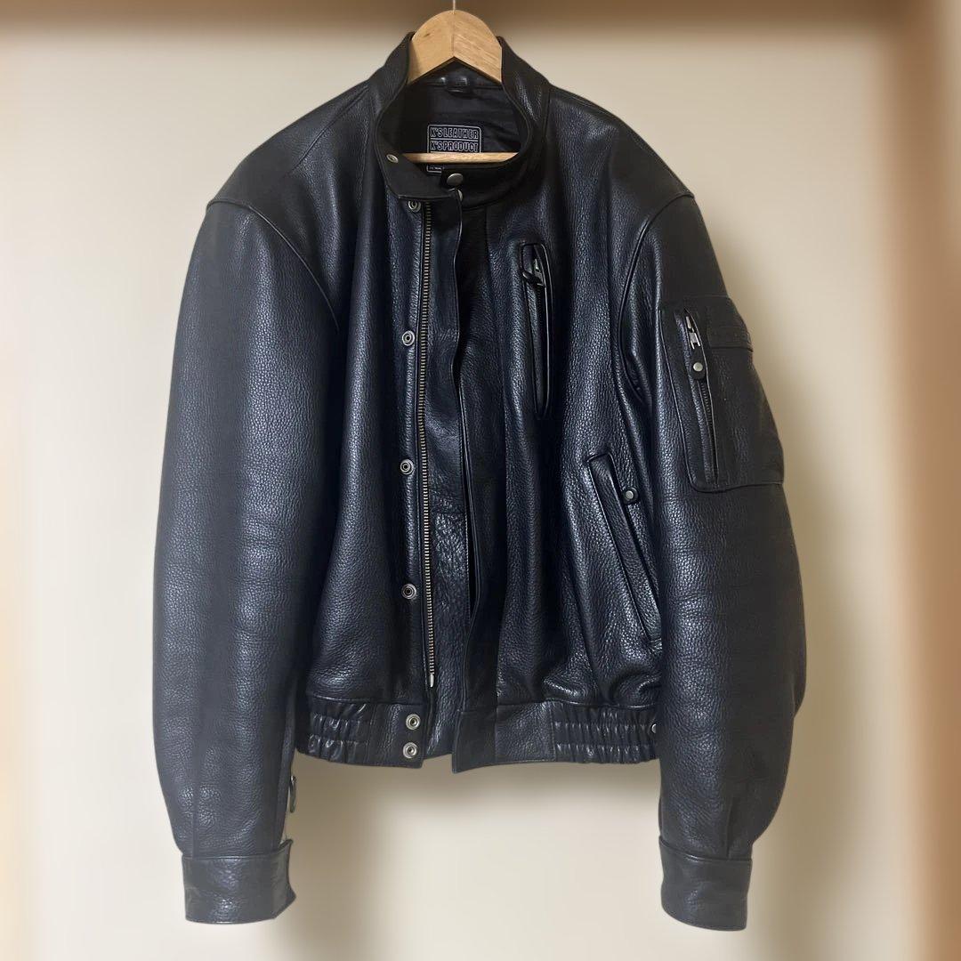 【美品】カドヤ　レザージャケット　LL 黒　※ネーム等入り
