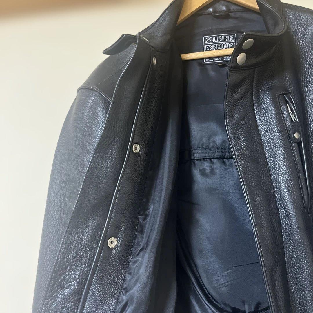【美品】カドヤ　レザージャケット　LL 黒　※ネーム等入り