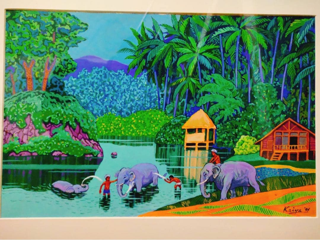 絵画　象の沐浴