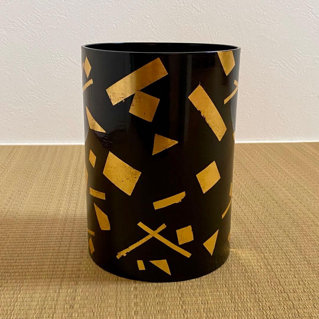 玄々斎好写【葉蓋水指】箔散らし 天然木 曲物 漆塗 真塗 金箔 茶道具