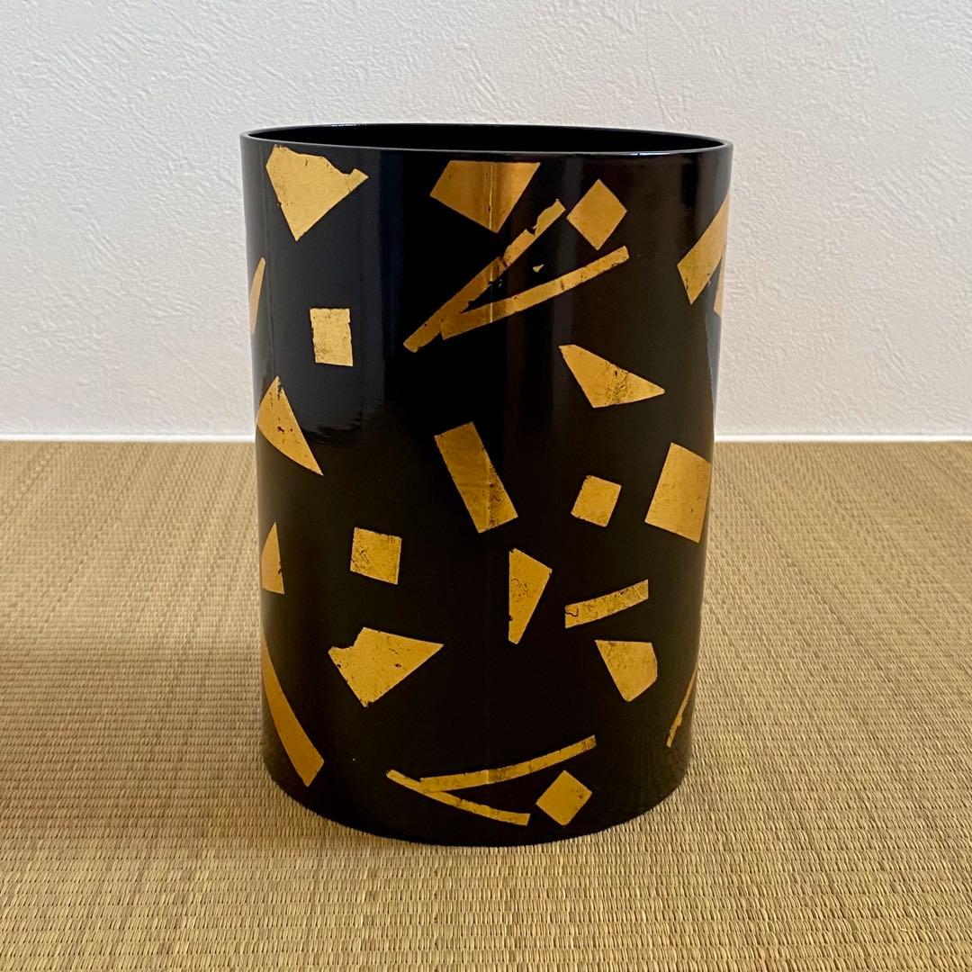 玄々斎好写【葉蓋水指】箔散らし 天然木 曲物 漆塗 真塗 金箔 茶道具