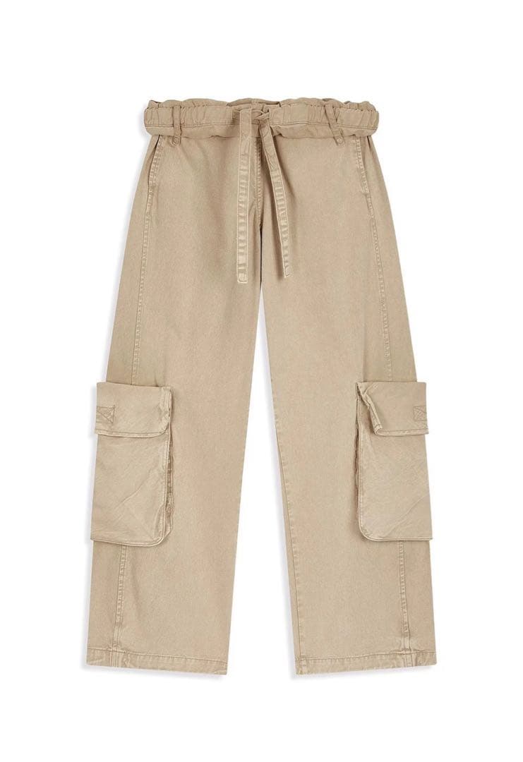 Open yy ベージュ カーゴパンツ ワイドフィット