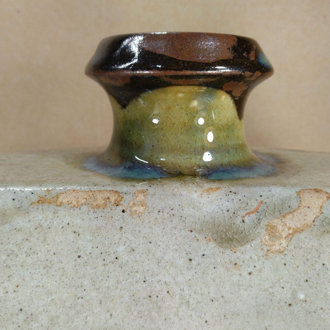 金城次郎 壷屋 抱瓶 共箱 ｗ24㎝【本物保証】壷屋焼やちむん 人間国宝 双魚