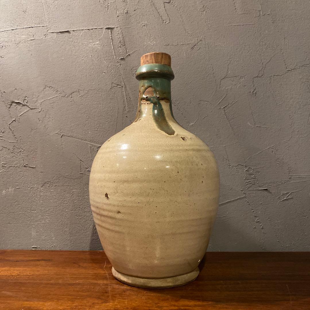 時代物 骨董品 大徳利 一輪挿し 花器 益子焼 木蓋付き コレクション