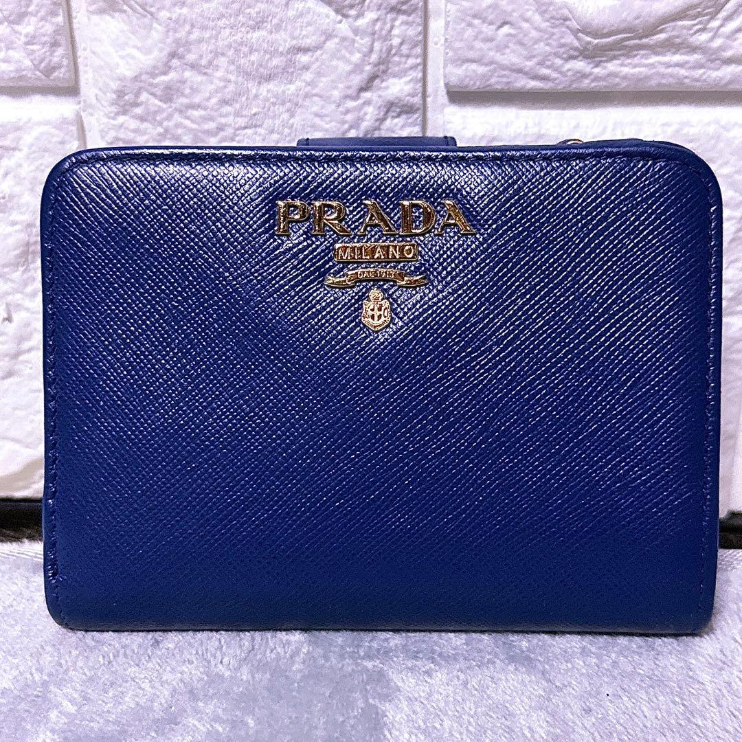 【未使用級】PRADA 折り財布 二つ折り 1ML018 サフィアーノ 青