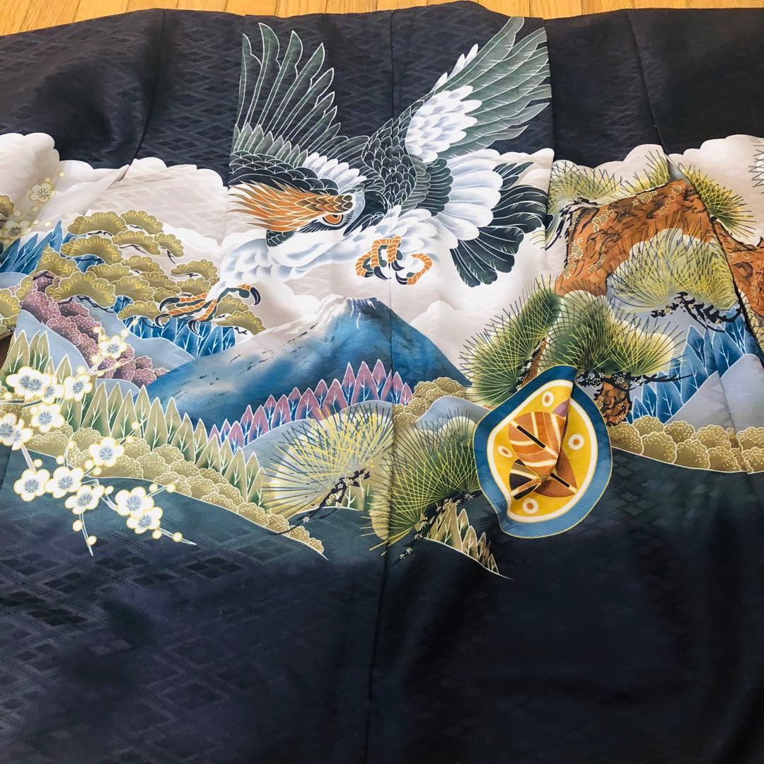 七五三五歳フルセット‼️黒地暈し⭐︎鷹凛々しい⭐︎金蘭袴煌びやか極めてる⭐︎逸品