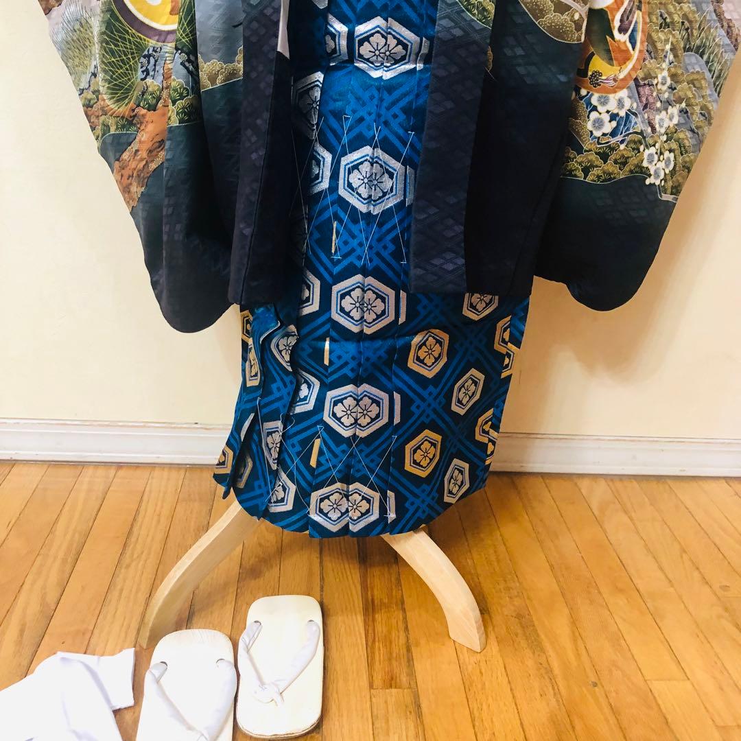 七五三五歳フルセット‼️黒地暈し⭐︎鷹凛々しい⭐︎金蘭袴煌びやか極めてる⭐︎逸品