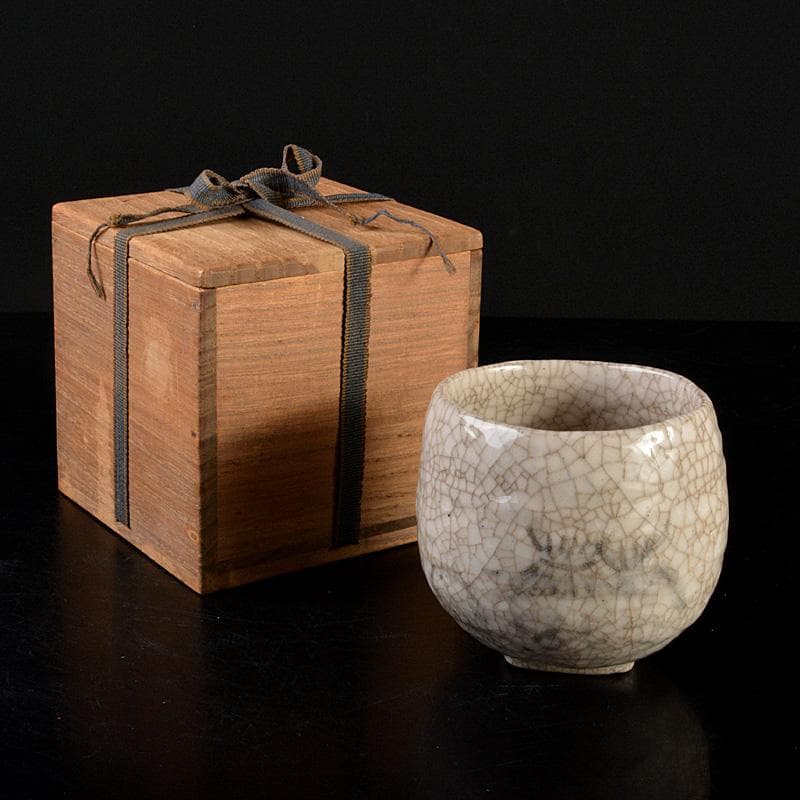 茶道具　瀬戸焼　志野焼　窯神焼　加藤春武作　絵志野茶碗　時代箱　N　6689