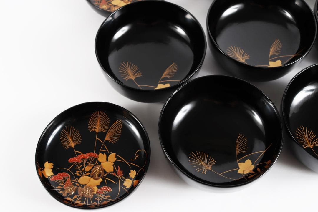 木製漆器 花蝶蒔絵 吸物椀 10客 漆芸