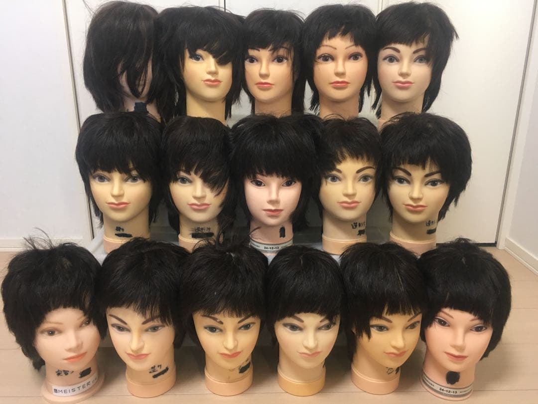 ① カットウィッグ 16体セット　ヘアカット カット マネキン 　美容師実技試験