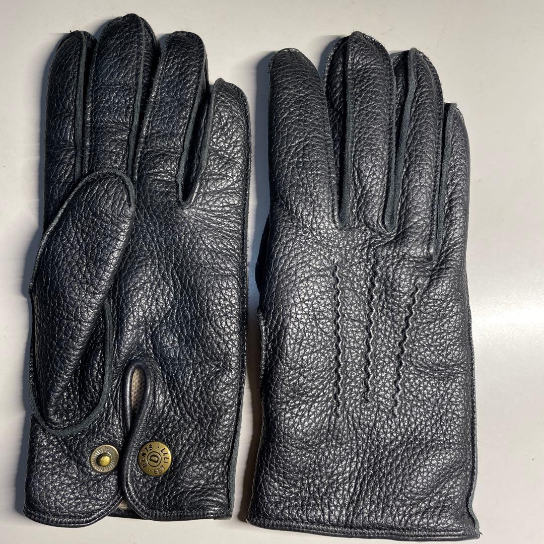 DENTS製 黒色サイズ7 DEERSKIN 鹿1枚革 ライニング交換済