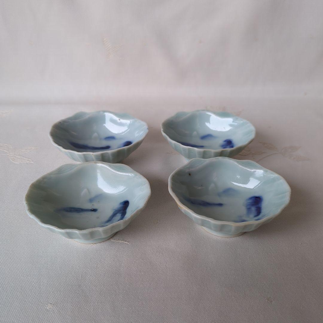 古伊万里 染付 豆皿 4個 蛤型