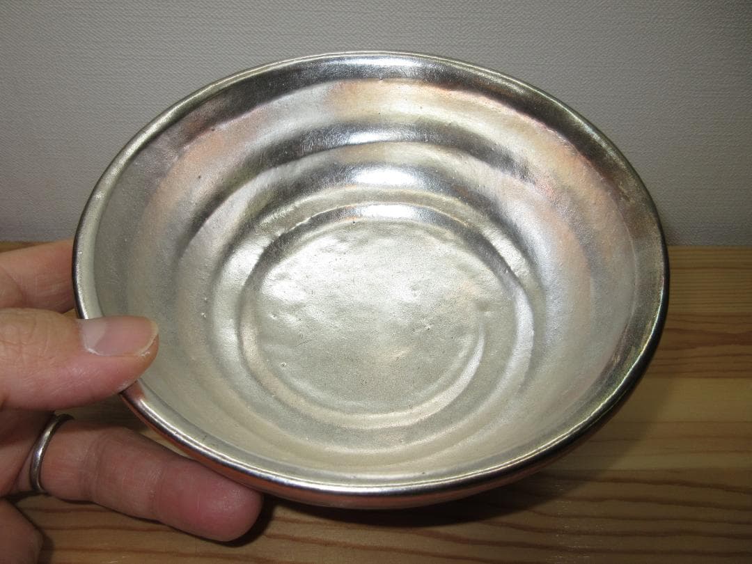 送料込【逢絢亭】茶道具 嶋台茶碗 楽焼 赤楽 金銀一双 佐々木松楽 共箱入り