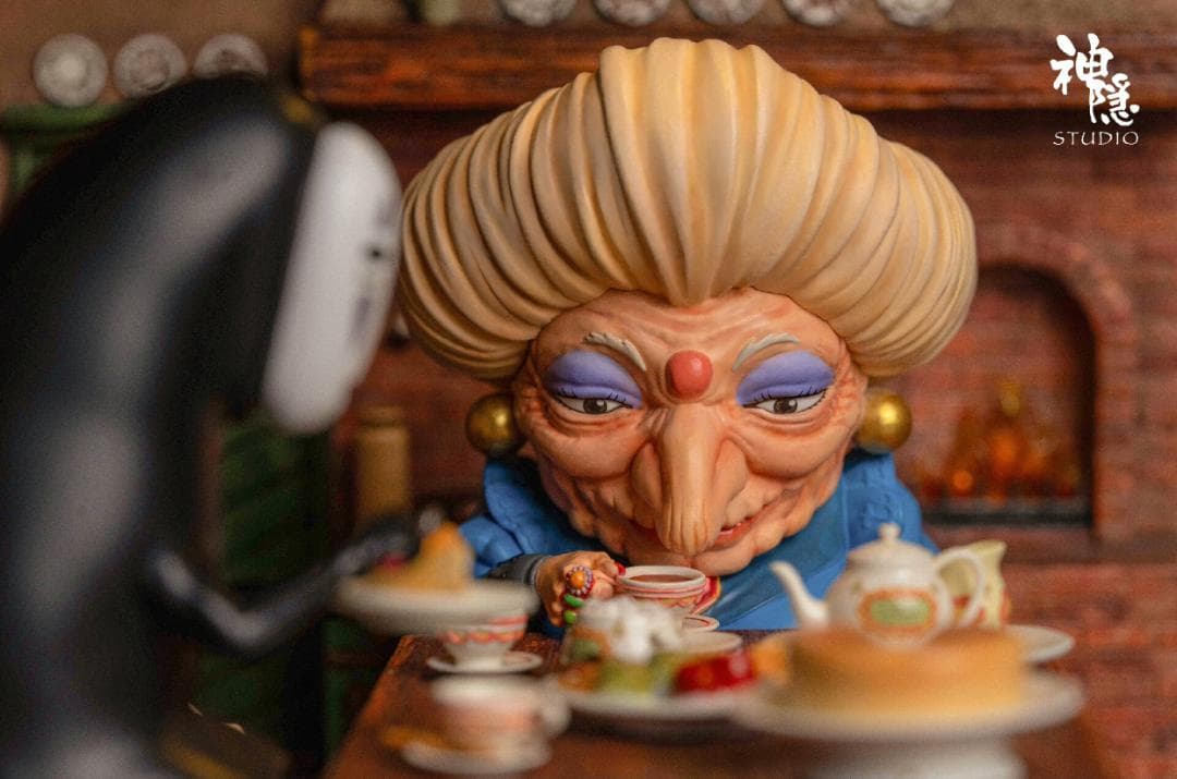 千と千尋の神隠し 銭婆の家でのお茶会 樹脂 彫刻 フィギュア