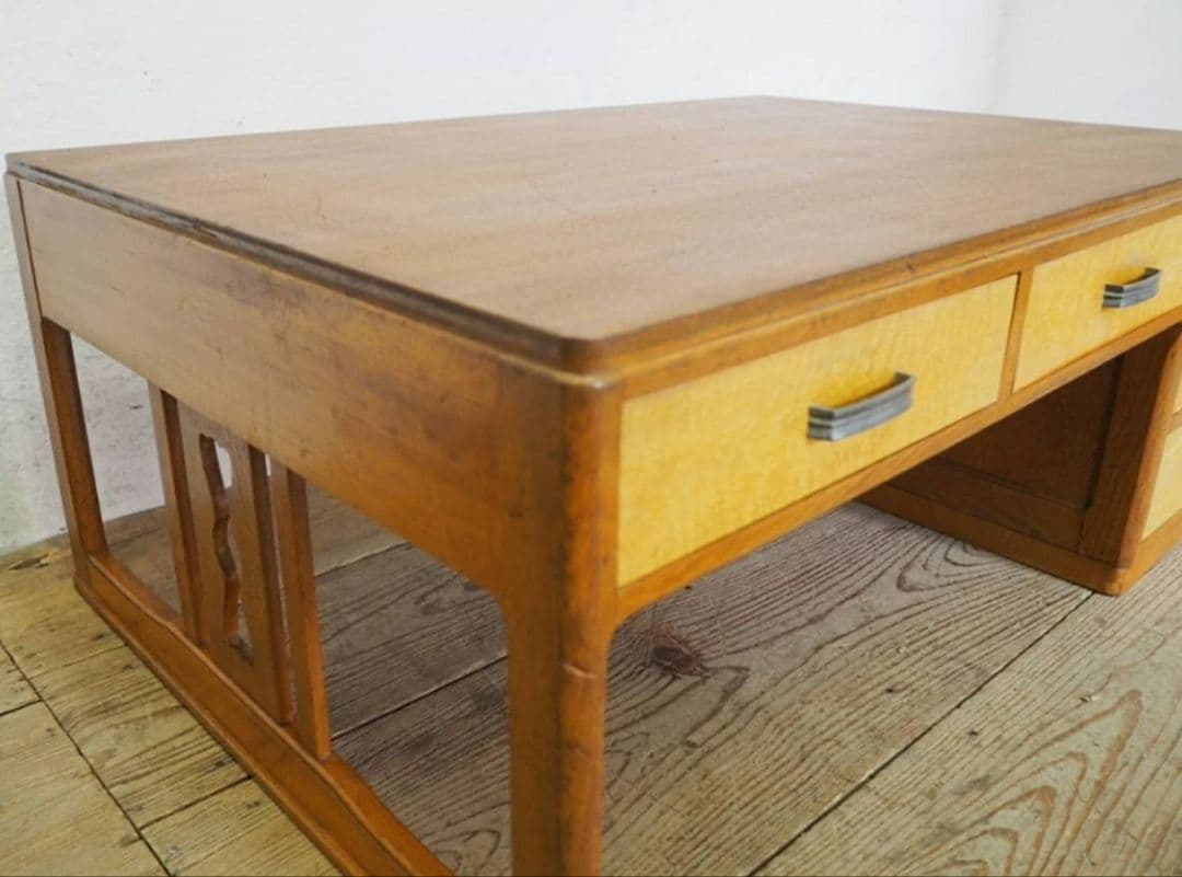 1045 ヴィンテージ　ロータイプ　片袖机　テーブル　古家具　引き出し　レトロ