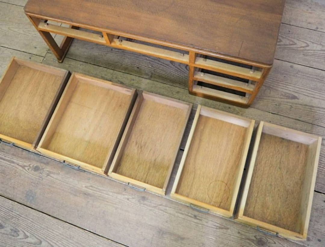 1045 ヴィンテージ　ロータイプ　片袖机　テーブル　古家具　引き出し　レトロ