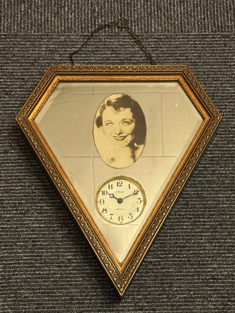 アンティーク　S.Mizu　ダイヤ型　からくり　ゼンマイ時計　日本製