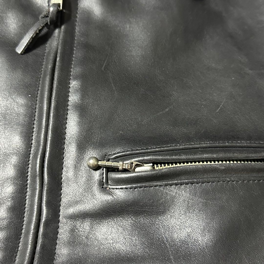 ART GLENHIL シングル ライダース 肉厚 牛革 黒 L 襟付き 裏地