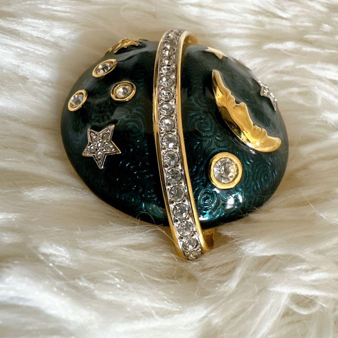 貴重 美品 スワロフスキー 宇宙 月 星 ロゴ刻印ありラインストーン　ブローチ