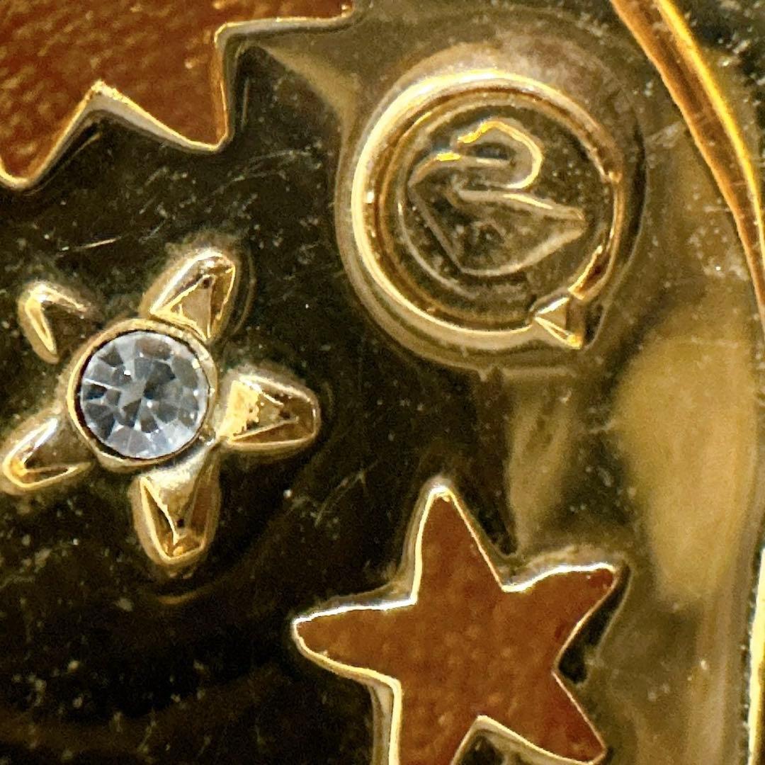 貴重 美品 スワロフスキー 宇宙 月 星 ロゴ刻印ありラインストーン　ブローチ