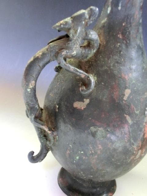 水注■古銅製 中国 龍 水差し 竜後手 お茶道具 古玩 唐物 時代物 骨董品■