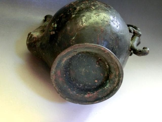 水注■古銅製 中国 龍 水差し 竜後手 お茶道具 古玩 唐物 時代物 骨董品■