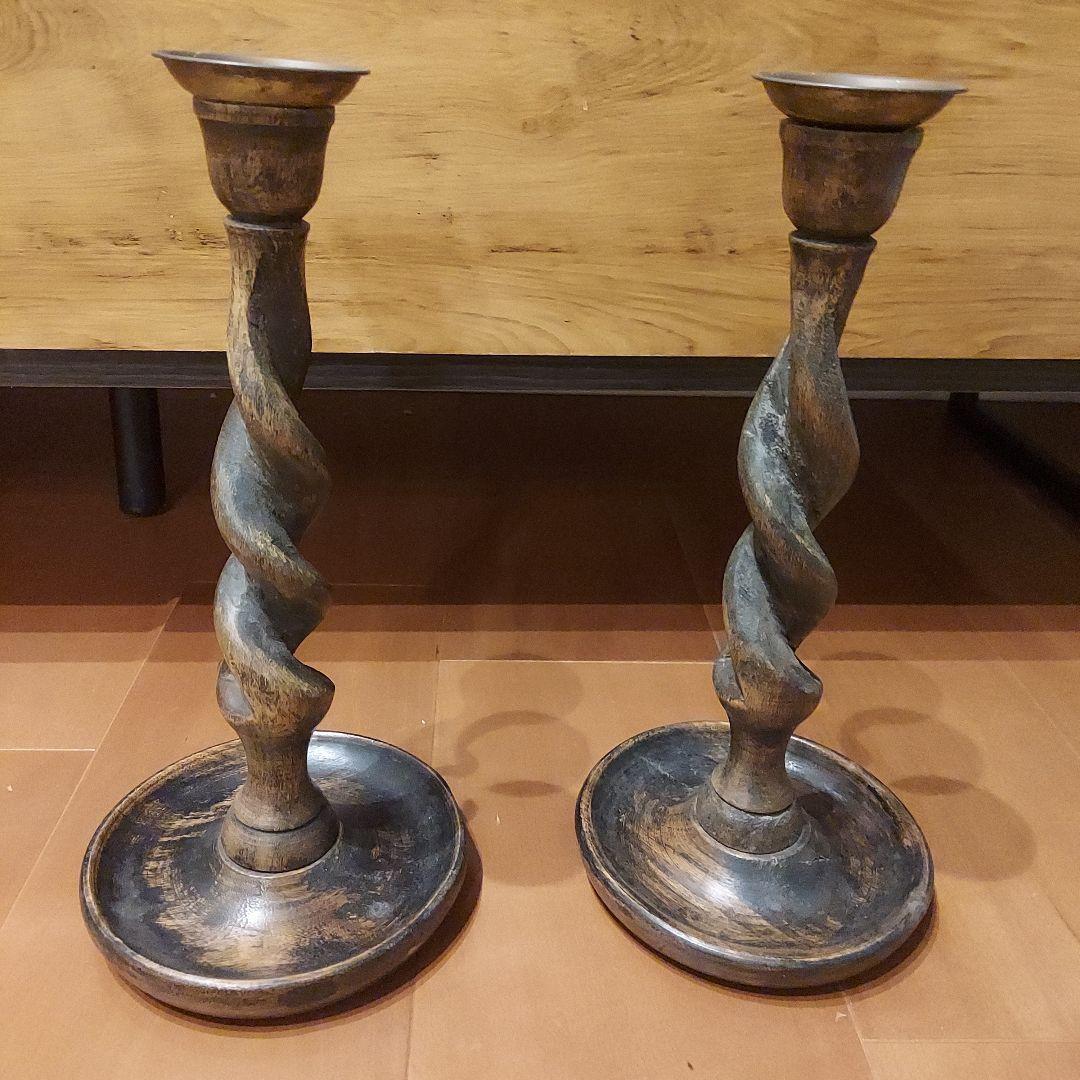 イギリス製ツイストデザインキャンドルホルダー2個セット