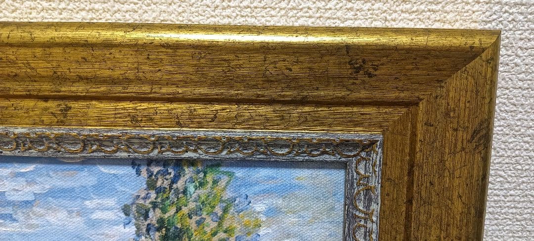 クロード・モネ　油絵複製画　印象派 風景画 金色フレーム付き